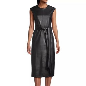 Modern Citizen Pilar Belted Vegan Leather Midi-Dress